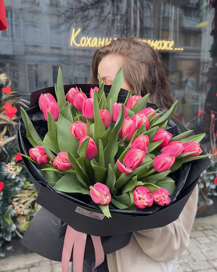 Spring Awakening Bouquet of Pink Tulips