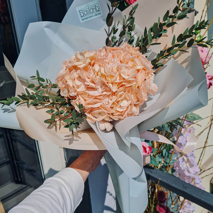 Bouquet with Cream Hydrangea and Eucalyptus