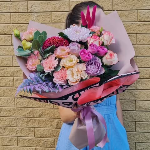 Summer Elegant Bouquet with Celosia and Roses