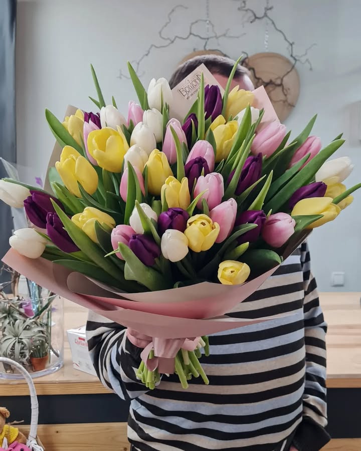 Bouquet of 45 Multicolored Tulips