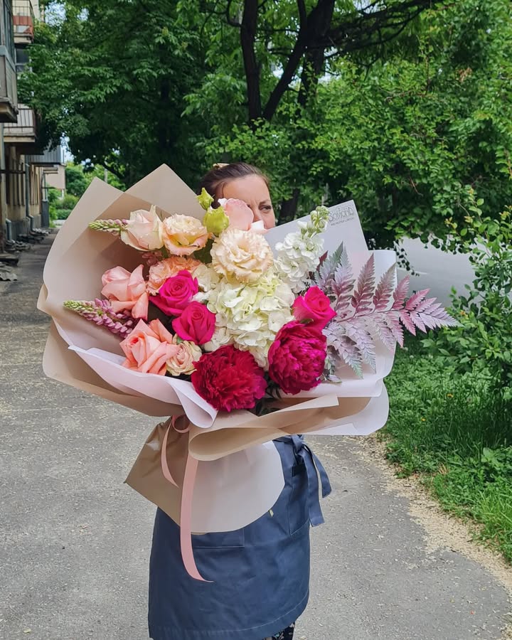 Large Pink and White Peony and Hydrangea Bouquet