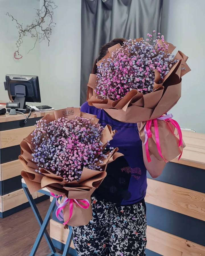 Colorful Gypsophila Bouquet with Multicolor Flowers