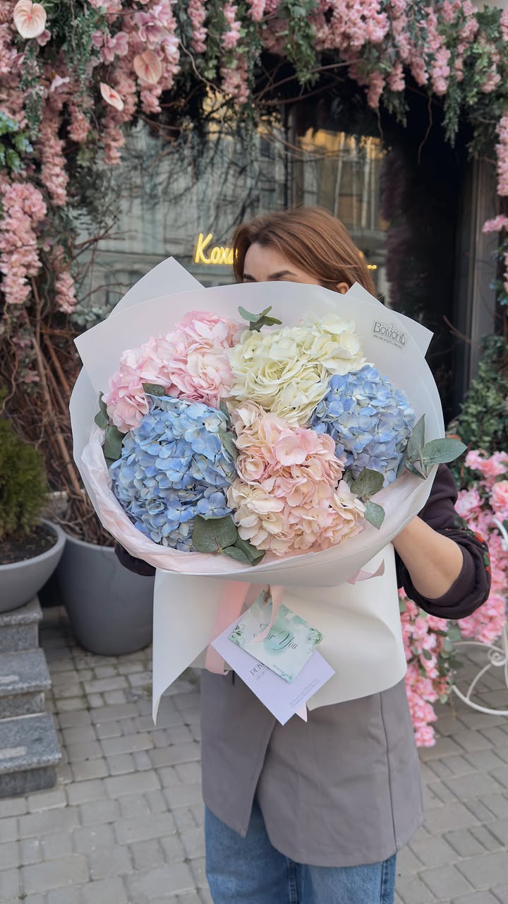 Bouquet of Soft Pastel Hydrangeas