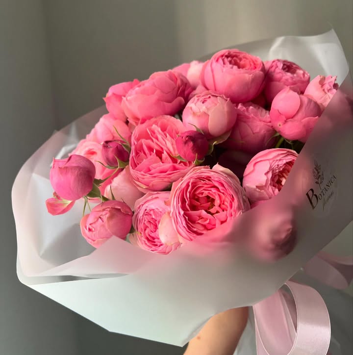 Букет із рожевих півонієподібних троянд Silva Pink
