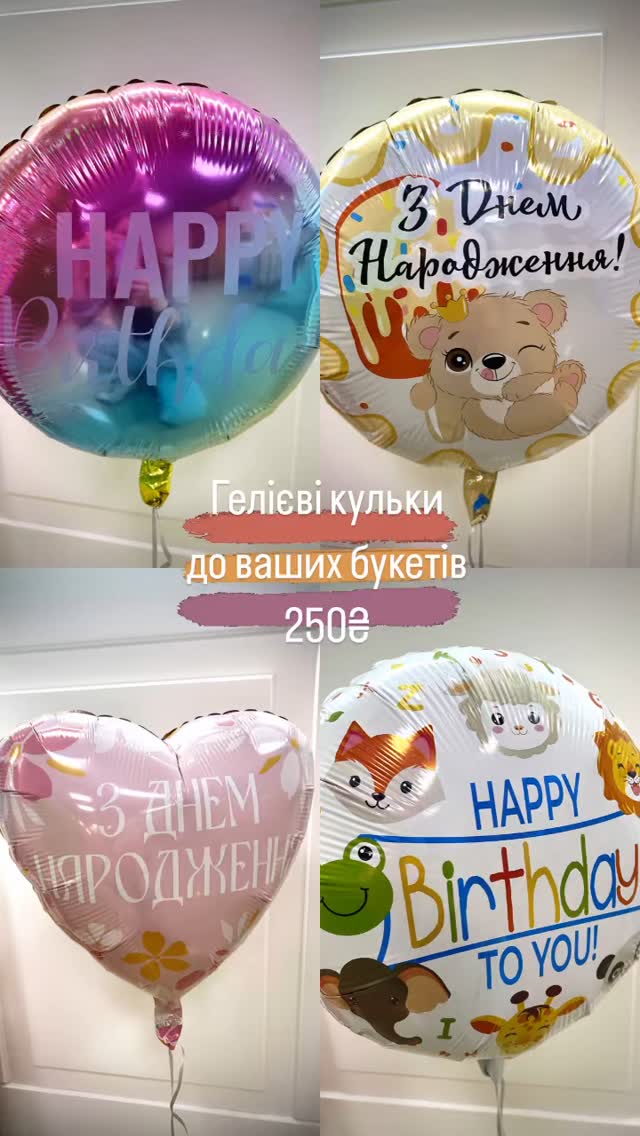 Гелієві кулі з привітанням з днем народження