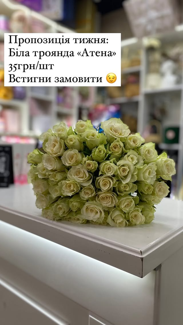 Букет білих троянд "Атена"